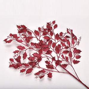 Planta <span class=keywords><strong>Artificial</strong></span> Ecológica de Simulación de Hojas de Roble, Estrella y Hierba, para Decoración de Bodas, Auditorios, Hoteles y Carreteras, Color Rojo - Product Image 1