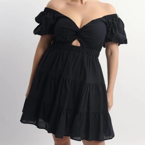 Vestidos de Fiesta de Verano 2025, Manga Corta, Corte en A, Tallas Grandes, Elegantes, Color Negro, Cuello en V Profundo, Mini Vestidos Sexys - Product Image 2
