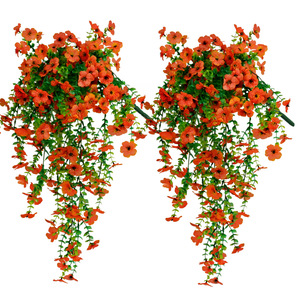 Bouquet de fleurs artificielles jaunes en plastique, plante suspendue décorative pour la maison, l'extérieur et les mariages - Product Image 2