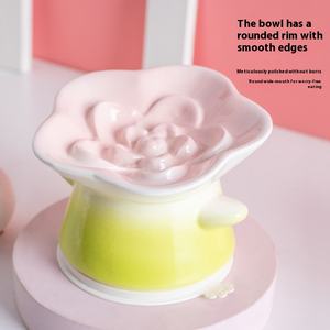 Alimentador lento de alimentación animal personalizable para cachorros, cuenco de flores para perros y gatos con comida bonita elevada de cerámica - Product Image 4