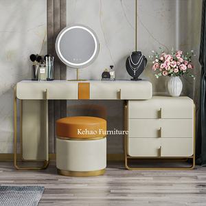 Coiffeuse de luxe en acier inoxydable, style moderne, avec meuble et <span class=keywords><strong>miroir</strong></span>, table de toilette, meuble de chambre à coucher - Product Image 1