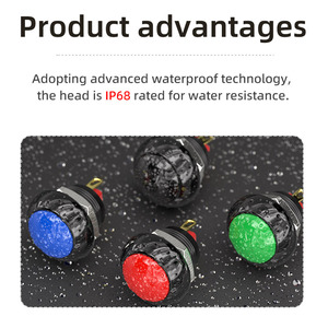 IP68 Plastic <strong>Push</strong> <strong>Button</strong> Switches 12mm Momentary Waterproof <strong>Push</strong> on Normally Open Switch <strong>Button</strong> with Wirers for Handle Control - Product Image 4