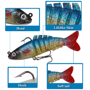 Señuelo de pesca de silicona multisegmentado XY-127 de 9 cm y 17.5 g para pesca de lubina en aguas profundas - Product Image 5