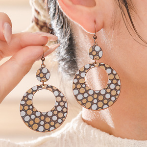 Vintage Boho Ethnic <b>Earrings</b> Set Copper Alloy Turquoise Drop Dangle Women's Party Jewelry Geometric Tassel Feather Flower Design - Product Image 4