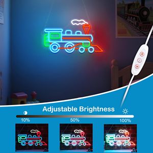 Enseigne néon LED Train à vapeur <span class=keywords><strong>Ammonite</strong></span>, Décoration murale artistique pour chambre, Cadeaux pour fêtes à domicile, anniversaires, fêtes, thème train, pour enfants, adolescents et adultes - Product Image 5