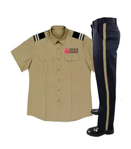 공장 맞춤형 보안 경비원 유니폼 장교 유니폼 셔츠 및 바지 세트 인쇄 반소매 여름 뜨개질 순수한 색상