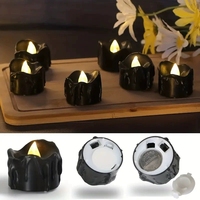 Bougies LED scintillantes à piles, sans flamme, en plastique rond, pour décoration intérieure de Noël et d'anniversaire