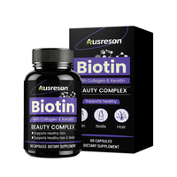 Capsules de collagène et biotine SPL OEM pour cheveux, peau et ongles, kératine, vitamine, produit de beauté, complément halal, capsules de biotine et de collagène