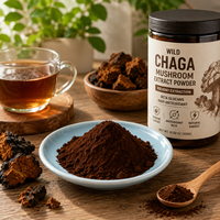 Extrait de champignon Chaga sauvage en poudre - Extraction par solvant, bêta-glucanes, antioxydant élevé pour les boissons fonctionnelles