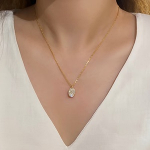 สร้อยคอทองคำแท้ 14K 18K ประดับเพชรทรงกลมเจียระไนแบบบริลเลียนท์ 6 กรงเล็บ DEF VVS VS เพชรเพาะเลี้ยงในห้องปฏิบัติการ สำหรับผู้หญิง เป็นของขวัญ - Product Image 1