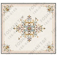 Grand Médaillon Carré pour Foyer Motif Fleur Design Carreaux de Pierre pour Sol en Marbre Jet d'Eau