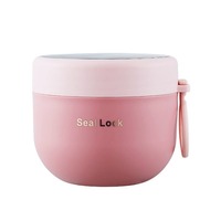 Boîte à lunch isotherme ronde portable en PP avec cuillère, grande capacité, pour soupes et repas d'étudiants et de travailleurs de bureau