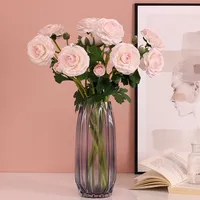 Bunga Peony Buatan Berkualitas Tinggi 2 Kepala, Rasa Seperti Asli, Melembapkan, untuk Buket Pengantin, Dekorasi Rumah, Bunga Palsu