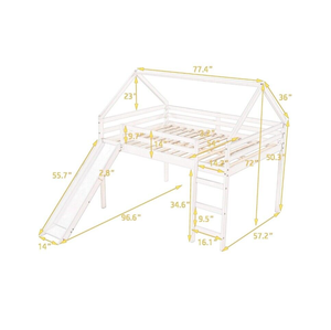Lit superposé moderne noir gris <span class=keywords><strong>blanc</strong></span> pleine grandeur pour garçons <span class=keywords><strong>et</strong></span> filles avec toboggan - Product Image 3