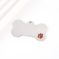 Ywyougang RVS Honden ID-Tag, Gegraveerde Hondenpenning op Maat, Gouden/Zilveren Basis met 5 Kleuren Emaille Pootafdruk voor Huisdieren