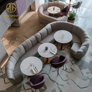 Hotel di fascia alta a forma di ll <span class=keywords><strong>panca</strong></span> in velluto <span class=keywords><strong>con</strong></span> posti a sedere in marmo caffetteria bar ristorante <span class=keywords><strong>tavolo</strong></span> e sedia Set di mobili - Product Image 1
