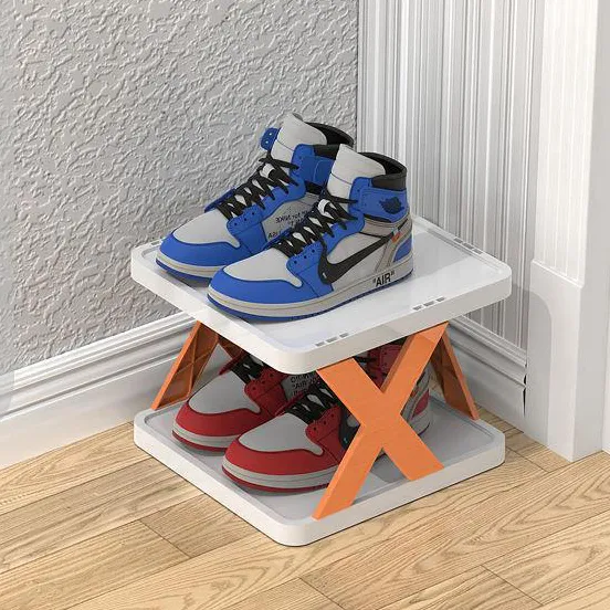Wohnzimmer Kunststoff-Schuhregal Stehendes stapelbares Schuhregal für Zuhause faltbare Schuhe Organisator