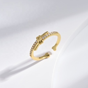 custom plata 925 sterling <b>silver</b> knot <b>adjustable</b> couple <b>ring</b> hip hop wedding irregular 14k 18k gold plated cross finger <b>rings</b> - Product Image 3