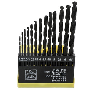 Dr. Giant 13 Pc Hss Twist Drill Bit Set 1.5 To 6.5 Mm Wood Drilling Tool Kit Black Oxide Finish - Product Image 1