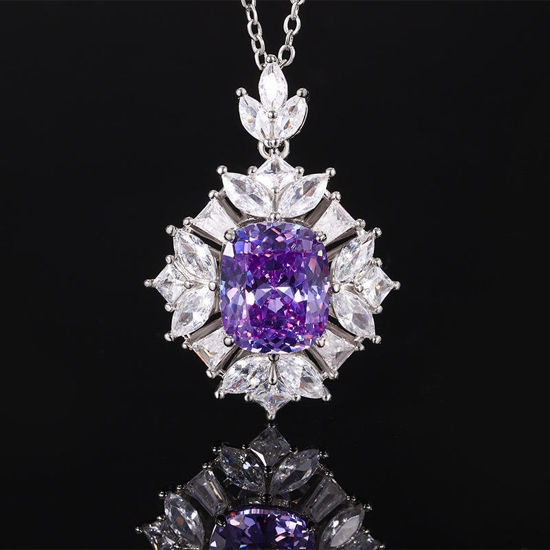 Pendentif bleu coupe nid d'oiseau avec chaîne