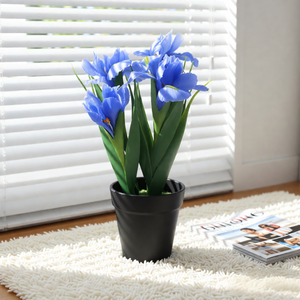 <span class=keywords><strong>Plantes</strong></span> artificielles en pot avec des fleurs d'<span class=keywords><strong>iris</strong></span> bleues et un faux sol, arrangement floral réaliste pour la décoration du salon et du balcon - Product Image 3