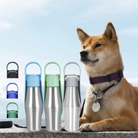 Bouteille d'eau isotherme portable pour chien en acier inoxydable, écologique et étanche, 400 ml, avec bouton anti-fuite, pour l'extérieur