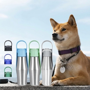 Waterproof Stainless Steel <b>Dog</b> Water Bottle for Travel, Portable 14oz Insulated Pet Drink Cup with Leak Proof <b>Button</b> for Outdoor - Product Image 3