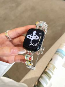 Correa Elástica con Cuentas de Cristal de Colores para Reloj Inteligente, Brazalete Ajustable Ultra Chain para Apple iWatch 98765 - Product Image 4
