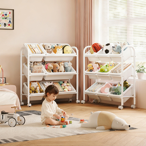 Hiện Đại Di Động Đồ Chơi Lưu Trữ Tổ Chức <span class=keywords><strong>3</strong></span> Lớp Kim Loại Lưu Trữ Giá Nhựa Thùng Kệ Hộp Đồ Chơi Có Thể Tháo Rời Trẻ Em Kệ Sách Chủ - Product Image 1