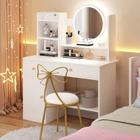 Mobilier moderne pour chambre Coiffeuse avec miroir et tiroirs Ensemble table de courtoisie maquillage blanc avec tabouret