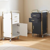 Chariot de rangement moderne pour salon de coiffure, rotation à 360 degrés, grande capacité de charge, rangement multi-niveaux, finition dorée, facile à utiliser