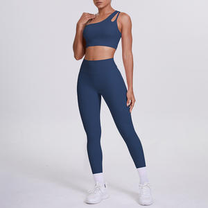 Completo Sportivo da <span class=keywords><strong>Donna</strong></span> 2 Pezzi Sexy Monospalla con Reggiseno e Leggings per Yoga e Fitness - Product Image 2