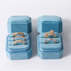 Velvet 3 Slot <b>Rings</b> Boxes Green Octagonal Double <b>Ring</b> 3 <b>Rings</b> Gift Jewelry Packaging <b>Storage</b> Box - Product Image 1