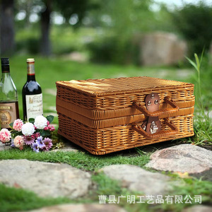Rattan Trunk Rectangle Turmeric Color Jewelry <b>Box</b> <b>Storage</b> Organizer Cosmetic Case Souvenir Gift <b>Box</b> Picnic Bag Retro <b>Photo</b> Prop - Product Image 3
