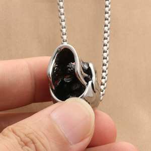 Collar con Colgante de Calavera de Acero Inoxidable, Joyería Punk Retro para Hombre, Diseño Geométrico de Esqueleto 280422 - Product Image 3