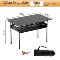 Table pliante en aluminium, moderne, portable, avec pieds réglables en hauteur, sac de transport. Pour le camping, la pêche et les repas en plein air