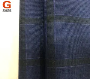 High quality plaid merino wool 70% wool 30% polyester italian suit for men wool fabric