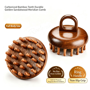 Peine de masaje de sándalo con 28 dientes y mango de anillo, <span class=keywords><strong>masajeador</strong></span> de meridianos para cabeza, cuero cabelludo, cuerpo y relajación muscular, herramienta de masaje para spa en casa - Product Image 3