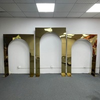 Arches de toile de fond de luxe en acier inoxydable poli or pour mariages, événements et fêtes, cadre de toile de fond décoratif
