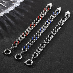 Men's <b>Titanium</b> Steel <b>Chain</b> Bracelet Blue Inlay Geometric Design CE387 - Product Image 3