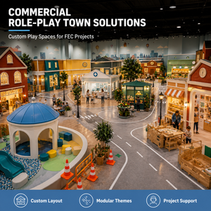 Aire de jeux commerciale pour enfants, certifiée EN1176, avec thèmes <span class=keywords><strong>Gare</strong></span>, Rue, Marché, Route, Façade de rue, Zone de jeux, FEC et Zone d'activités - Product Image 1