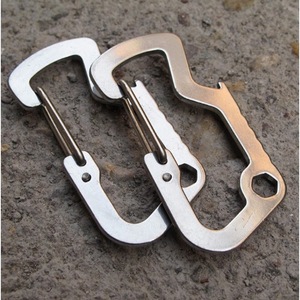 Mousqueton en acier inoxydable avec anneau en D, multi-outils, ouvre-bouteille, porte-clés, équipement de survie en plein air - Product Image 2