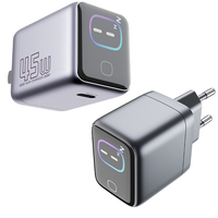 Cargador GaN Original de 45W, Carga Súper Rápida, Mini Adaptador de Viaje con Enchufe para EE. UU., Reino Unido y UE, Certificado Inteligente PD QC Multipuerto