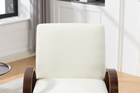 Chaise de bureau ergonomique de style Mid-Century Modern en bois courbé, tissu lin et mousse moulée, confortable pour la maison, le bureau ou l'atelier, modèle exécutif fixe