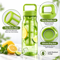 Bouteille d'eau avec infuseur à thé amovible 600ml 800ml, bouteille infuseur à fruits réutilisable avec couvercle et poignée de transport OEM ODM