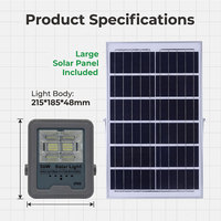 Projecteur LED solaire 50W IP67, lampe de jardin extérieure rechargeable, économie d'énergie, boîtier ABS, éclairage de sécurité pour cour