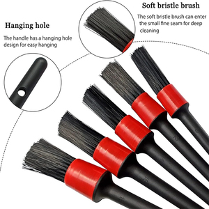 Kit de Cepillos Profesionales <span class=keywords><strong>para</strong></span> Detallado de Autos - Cerdas Suaves de Plástico PP <span class=keywords><strong>para</strong></span> Limpieza de Ruedas, Interior y Exterior (Juego de 5 Piezas, Negro) - Product Image 2
