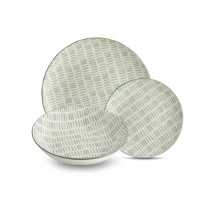 Set di stoviglie Kaleidos da 18 pezzi con decorazioni a tema golf, piatti e ciotole. - Product Image 1