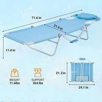 Lot de 2 chaises longues pliables et portables pour le bronzage, avec trou pour le visage, réglables, pour le camping