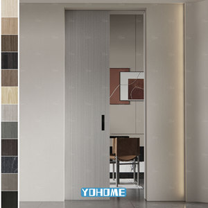 Porte coulissante encastrée européenne moderne, porte intérieure dissimulée de luxe en MDF, porte coulissante encastrée en bois cachée - Product Image 6